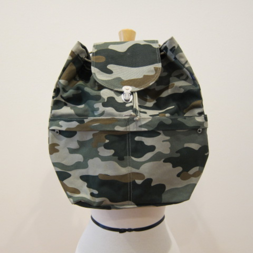 BAGGU Camouflage Drawstring Backpack Recycled Cotton Canvas